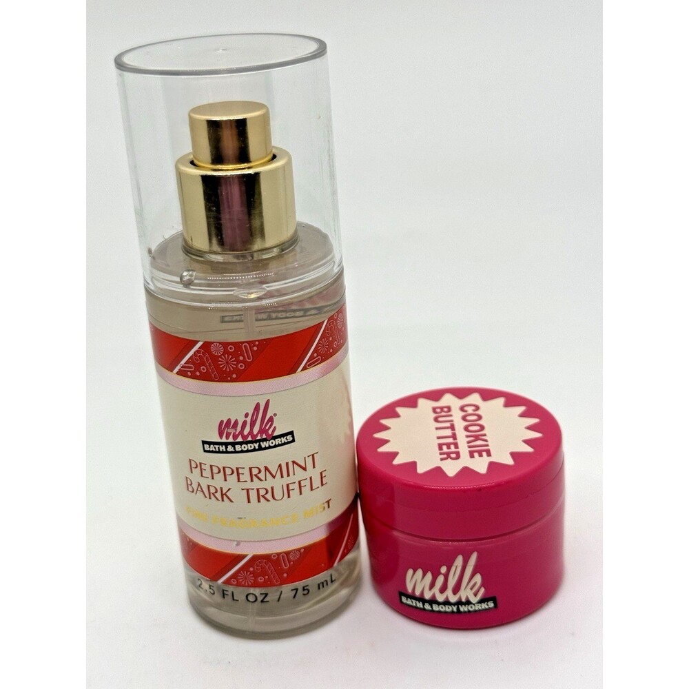 Bath & Body Works Milk Peppermint Bark Truffle Fragrance Mist & Cookie Lip Scrub